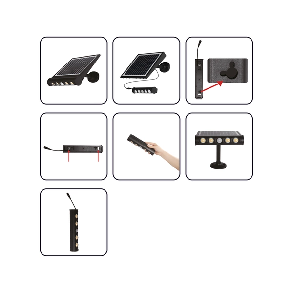 Oprawa wielofunkcyjna solarna czujnik TALENT LED 8W IP65 | czarny