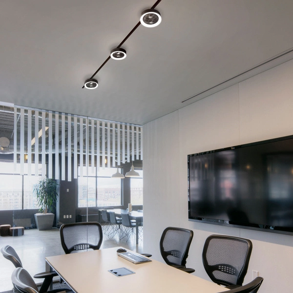 Lampa LED ring wiatrak do szyn magnetycznych 12W 48V 4000K DIMM + Pilot | Czarny