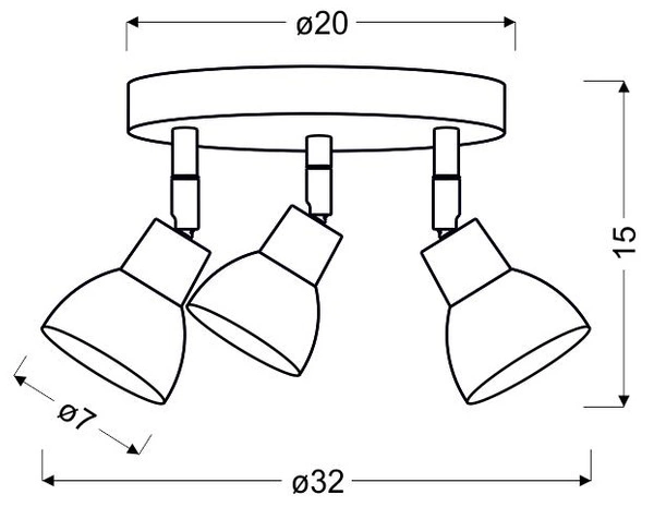 ROY LAMPA SUFITOWA PLAFON 3X5W LED COB GŁÓWKA OKRĄGŁA 1E Z PRZEGUBEM KD SYSTEM BIAŁY