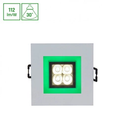 FIALE 4LED 4X1W 30ST 230V SQUARE Z RAMKĄ ZIELONĄ WW OCZKA LEDOWE  &