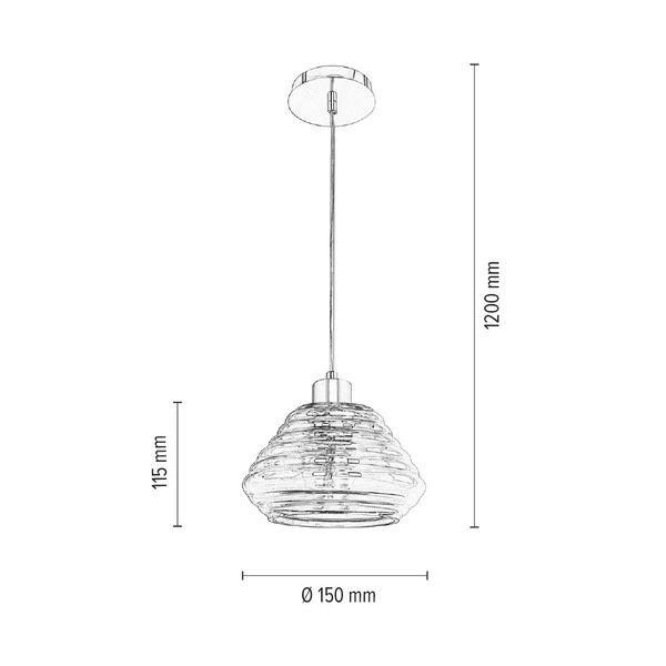 Lampa wisząca Bali 1xE27 maks. 60W chromowany metal/przezroczysty kabel PVC/brązowe szkło 1198128