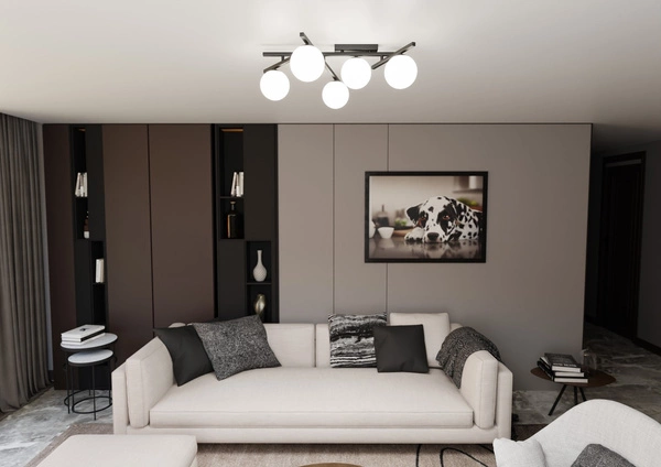 Lampa sufitowa Emibig SMART 5 Czarny/OPAL 1103/5