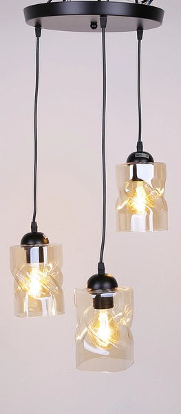Lampa wisząca FELIS, 33-00217, czarny/bursztynowy, 3x60W E27