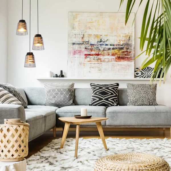 Lampa wisząca FRESNO, 33-78988, czarny/transparentny/złoty, 3x60W E27