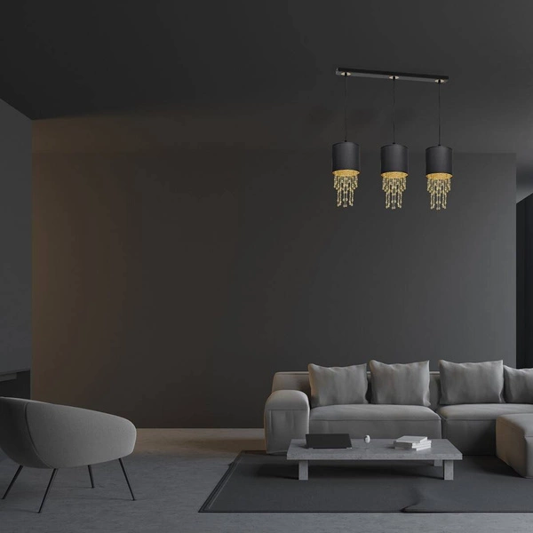 Nowoczesna lampa wisząca listwa ALMERIA BLACK/GOLD 3xE27 MLP64400