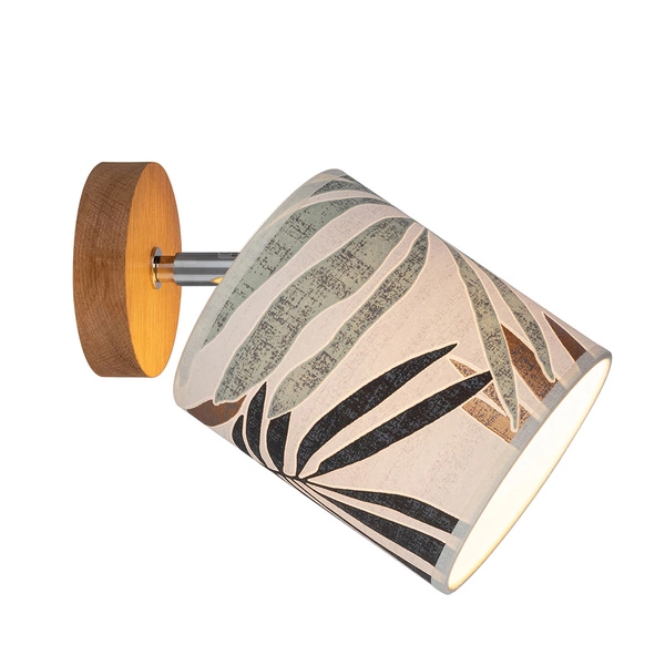 Kinkiet Hoja 1xE27 Max.25W Dąb Olejowany/Wielokolorowa Tapeta 56747174