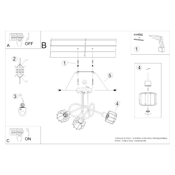 Żyrandol BELUCI 3S, czarny, 3x40W E14, SL.1118