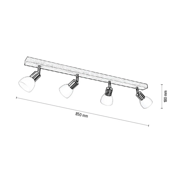 Lampa Sufitowa Timon 4xE14 Max.40W Dąb Olejowany/Metal Satyna/Szkło Białe 2047418620184