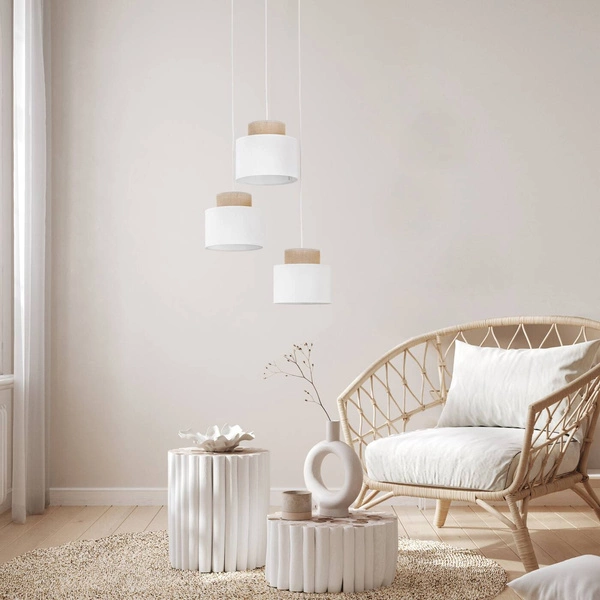 DUO WHITE JUTA LAMPA WISZACA 3 KOŁO 2594