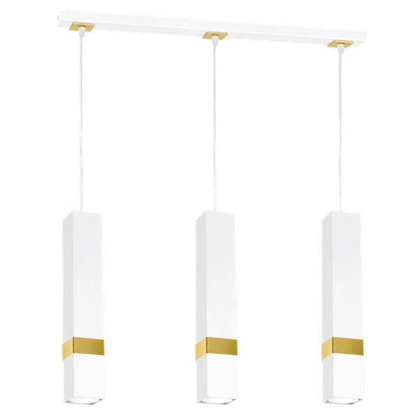 Nowoczesna lampa wisząca listwa VIDAR WHITE/GOLD 3xGU10 MLP6276