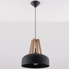 Lampa Wisząca CASCO Czarna Stal/Naturalne Drewno, E27, 60 W, SL.0390