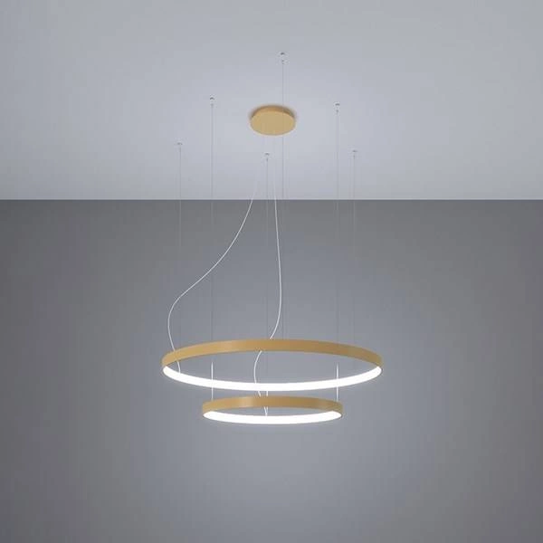 Nowoczesna lampa wisząca RIO 2, złota, 80W LED, barwa neutralna 4000K. TH.268