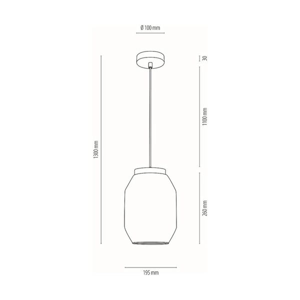 Vaso Lampa Wisząca 1xE27 Max.60W Sosna Bejcowana Szara/Transparentny PVC/Szkło Dymione 169120157