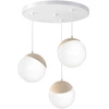 Lampa wisząca nowoczesna szklana kula SFERA WOOD III drewno/biały śr. 35cm