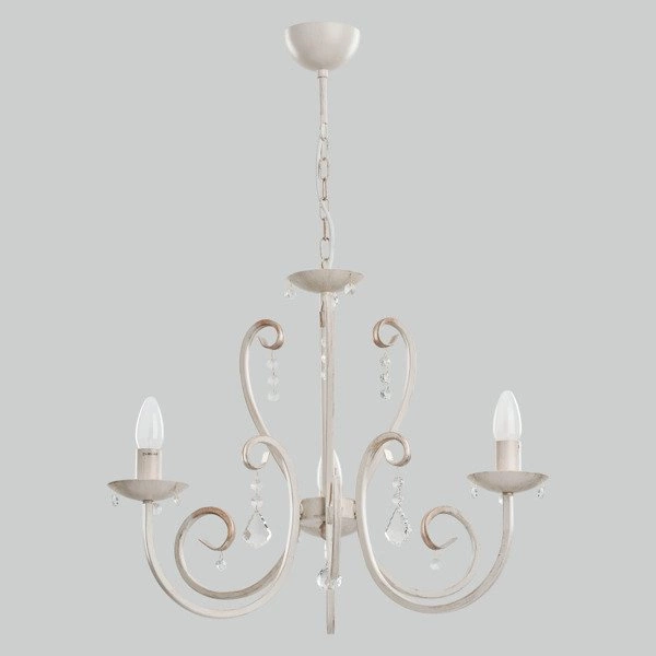 Żyrandol klasyczny świecznikowy WHITE śr. 52cm biały antyczny