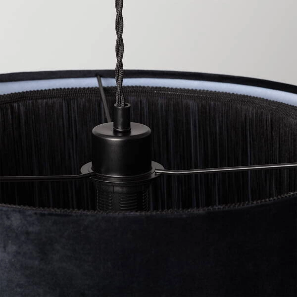 Lampa Wisząca z Czarnego Aksamitu 40cm Abruzzo Fonte E27
