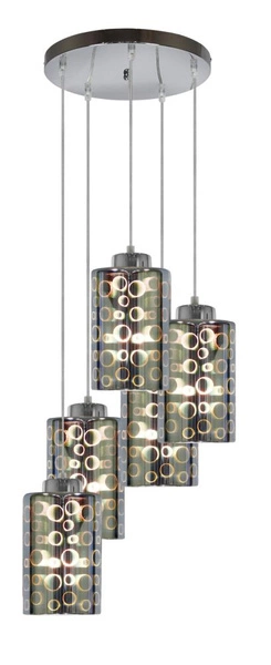 Lampa wisząca NOCTURNO talerz 35-57730 chrom 5x40W E27 klosze z efektem 3D