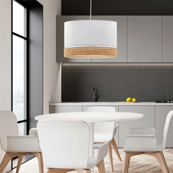 Lampa wisząca rattanowa do jadalni PAGLIA BLACK szer. 38cm | czarny 6543