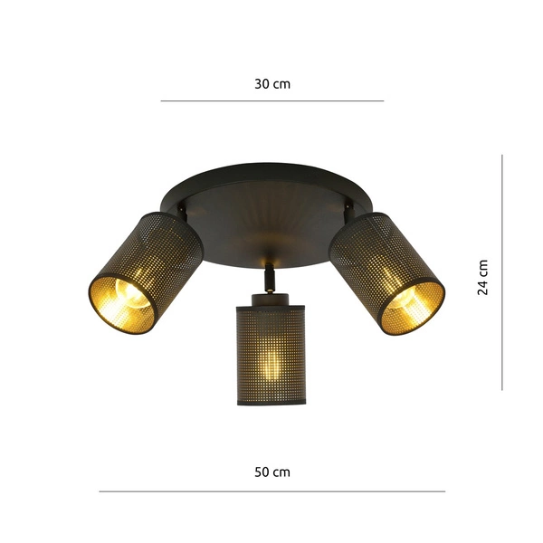 Lampa sufitowa Emibig BRONX 3 PREMIUM Czarny 1152/3PREM