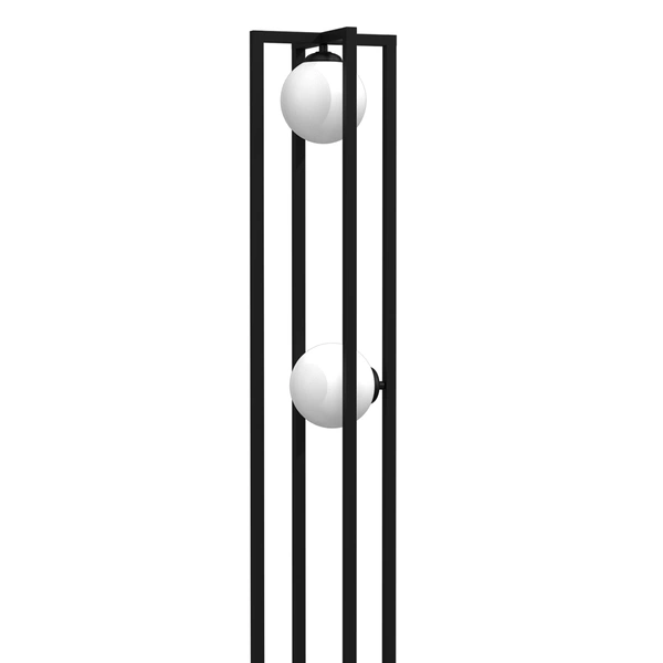 Lampa podłogowa DIEGO, MLP8572, czarna z białymi kloszami, 2x40W E14