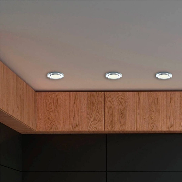 Oczko sufitowe szklane OKRĄGŁE Kolor: SREBRNY EKOS204