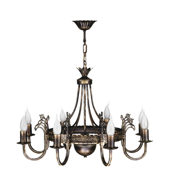 Klasyczny Żyrandol KORONA wys. 68cm 8xE14 11W IP20 | Brązowy ręcznie patynowany