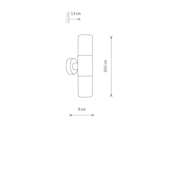 Kinkiet IDA II wys.33,5cm szer.9cm 2xE27 IP44 | Czarny