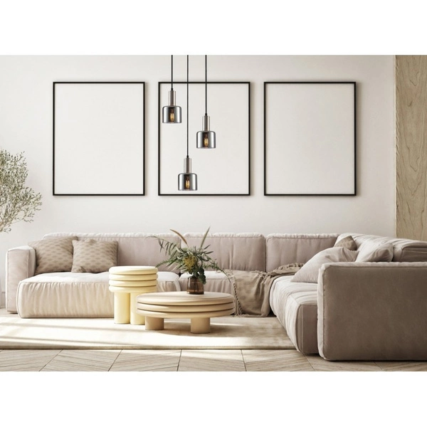 Lampa wisząca Santia z dymionym kloszem wys. cał. 94,5cm 3xE27 | srebrny
