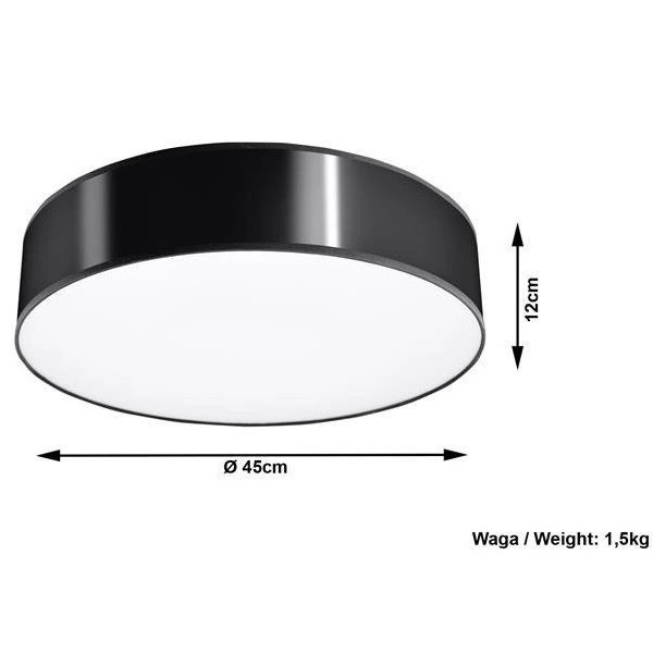 Plafon Arena 45 trzy punktowy stal czarny PVC 15W LED, SL.0124