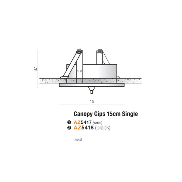 Azzardo CANOPY GIPS 15cm SINGLE BK 5418