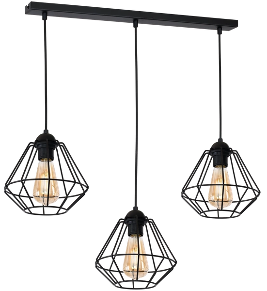 INDUSTRIALNA Lampa wisząca COLIN BLACK 3xE27 MLP4790