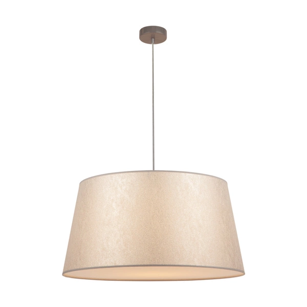 Lampa Wisząca Prata 1xE27 Max.40W Szary Metal/Przezroczysty Kabel PCV/Srebrny Klosz Tkaniny 957280327