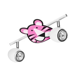 Lampa Sufitowa Lenny 2xGU10 Max.50W Biały Metal/Chrom Metal/Wielobarwny Materiał Syntetyczny ze Wzorem Tygrysa 2108202