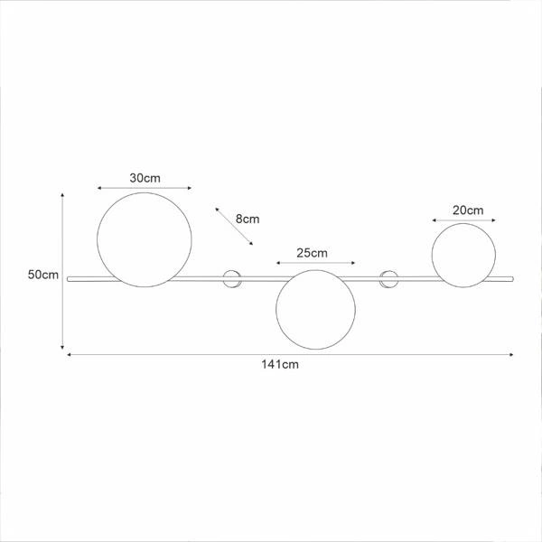 Lampa ścienna kinkiet okręgi REGA 3x G9 okrąg 141cm | czarny