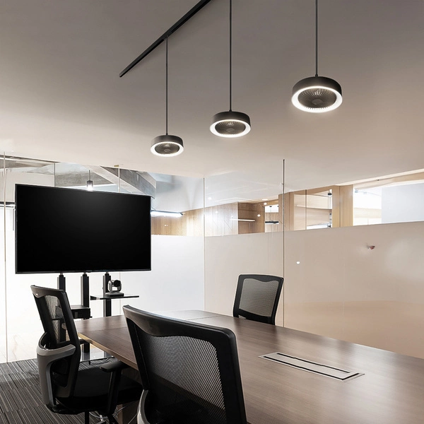 Lampa LED ring wiatrak do szyn magnetycznych na wysięgniku 12W 48V 4000K DIMM + Pilot | Czarny