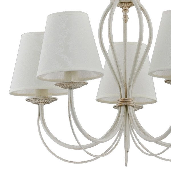 Żyrandol klasyczny z abażurami IRMA śr. 56cm biały antyczny/ecru