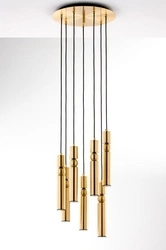 Nowoczesna Lampa wisząca ALAS wys. 35-136cm 7xG10 14W IP20 | Złoty