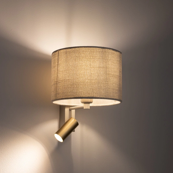 Kinkiet SANTANA A E27+miniGU10 wys.30cm szer.23cm włącznik | Kremowy-Silk gray 11654