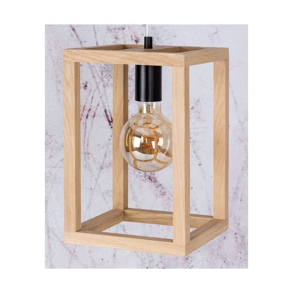 Lampa Wisząca Kago 1xE27 Max.60W Dąb Olejowany/Czarny Metal/Przezroczysty Kabel PCV 61540174