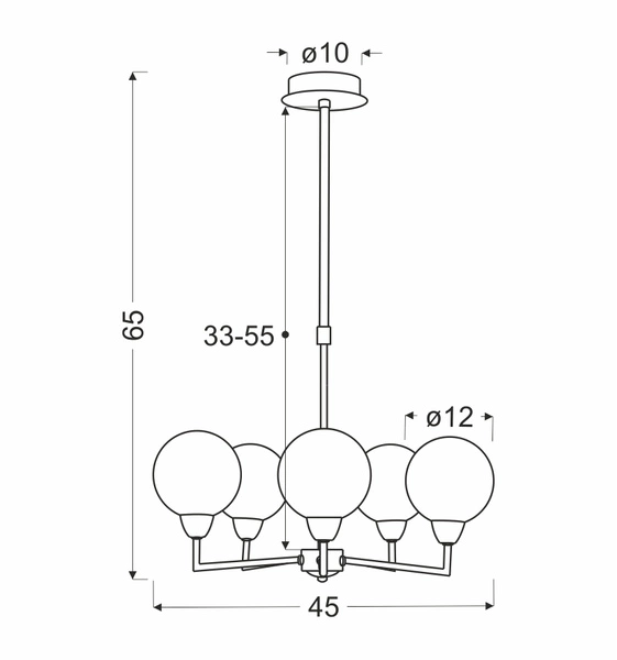 Lampa wisząca LOGOS, 35-05458, satynowy/biały, 5x25W G9