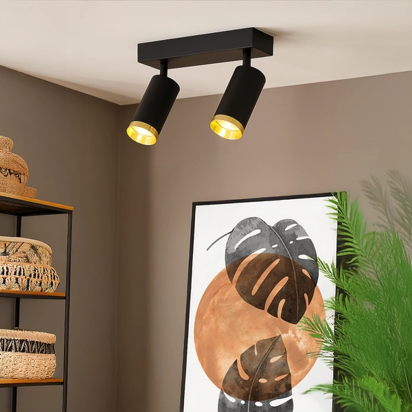 Oprawa Mica Spot Czarny + Złoty 2xGU10