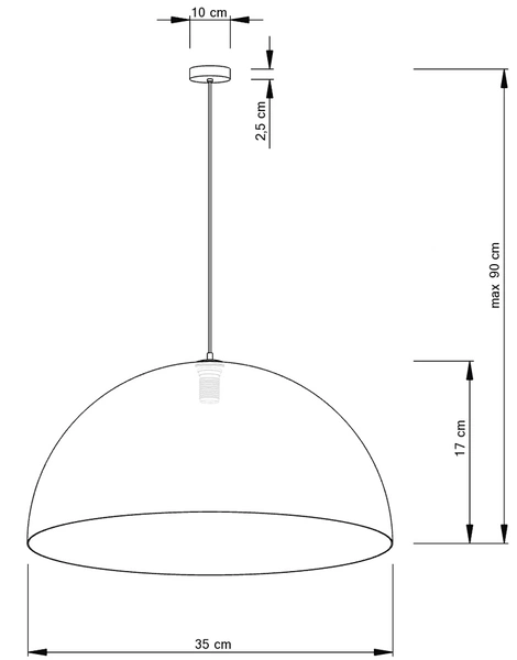 Lampa wisząca SFERA czarno - miedziana 35cm
