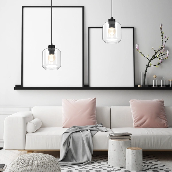 Lampa wisząca SOMBRA CLEAR, MLP8367, czarny/transparentny, 1x60W E27