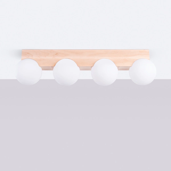 Plafon BULBO 4 naturalne drewno