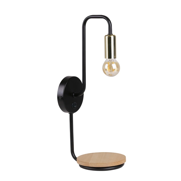 BIPI LAMPA KINKIET CZARNO ZŁOTY 1X40W E14 Z WŁĄCZNIKIEM