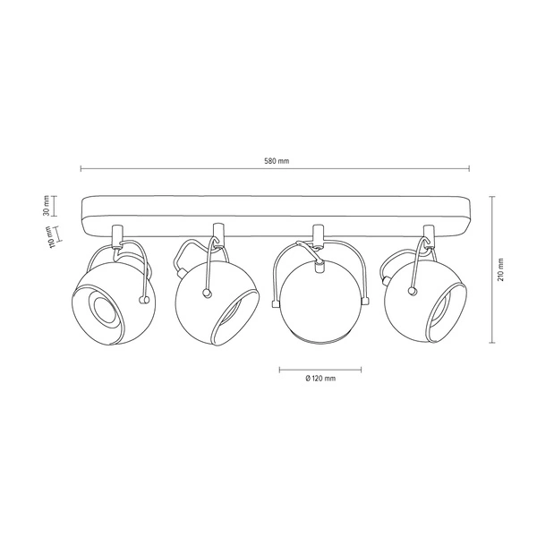 Ball Wood Lampa Sufitowa Incl. 4xLED GU10 5W Dąb Olejowany/Satyna 5131474L