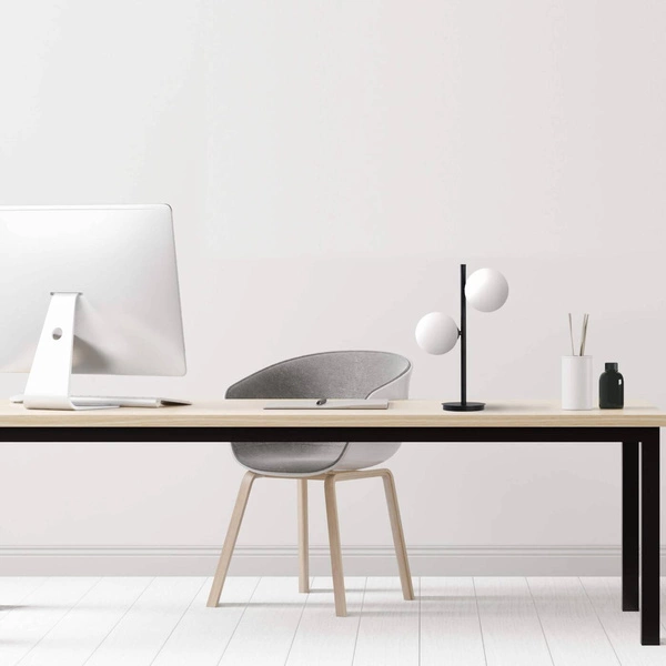 Lampa biurkowa DORADO, czarna z białymi kloszami, 2x40W E14