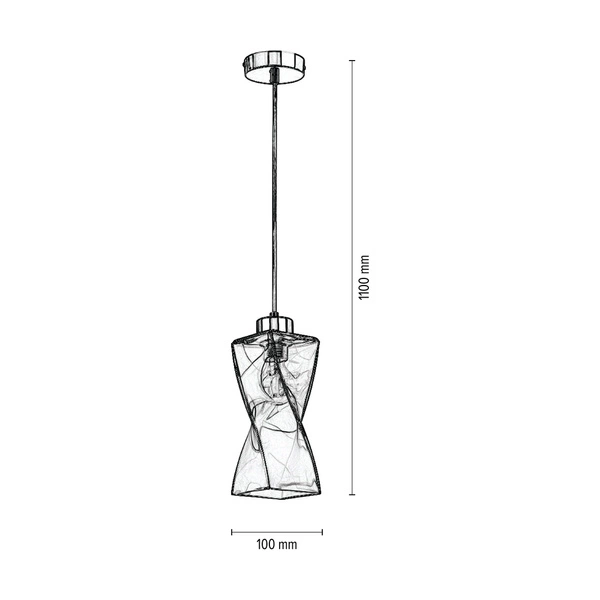 Lampa wisząca Twist 1xE27 Max.25W Metal Chrom/Przezroczysty kabel PVC/Przezroczyste szkło 13620128
