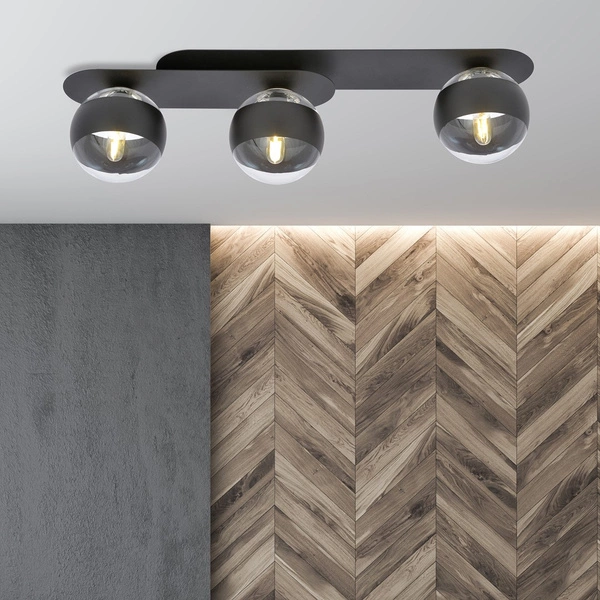 Lampa sufitowa Emibig PLAZA 3 Czarny/STRIPE 1121/3