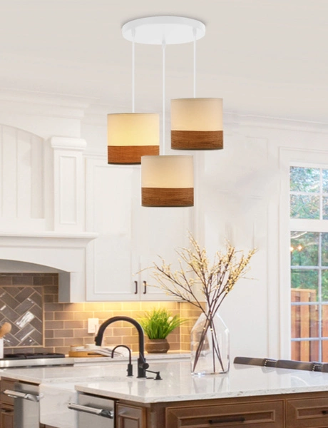 Lampa wisząca BIANCO, 33-17574, biały/orzech, 3x40W E27